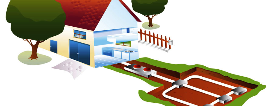 Illustration of geothermal in home
