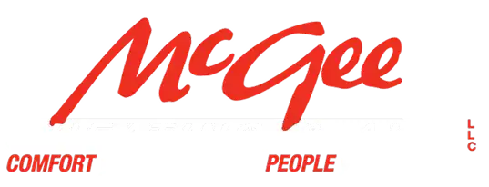 The professional logo for McGee Heating & Air LLC, featuring their friendly company tagline, “Comfort you can count on, people you can trust.”