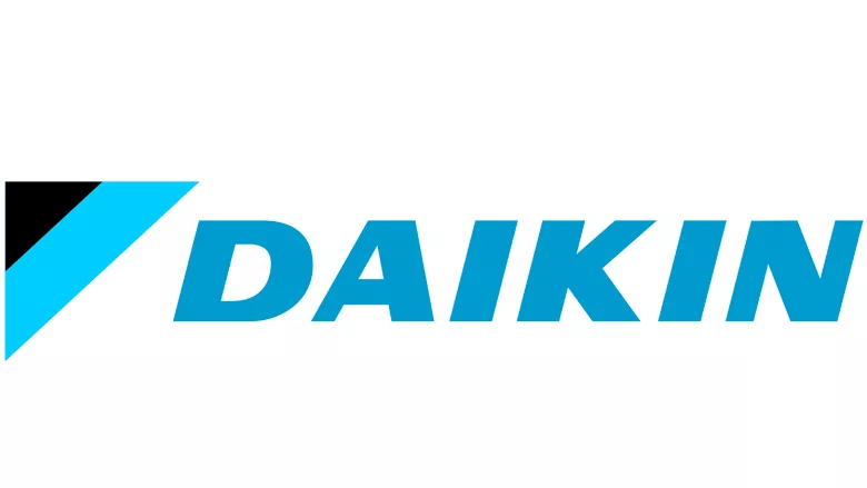 The Daikin company logo, a trusted partner for our McGee team’s HVAC installations, displays a blue and black geometric icon positioned beside the brand name in professional blue text.